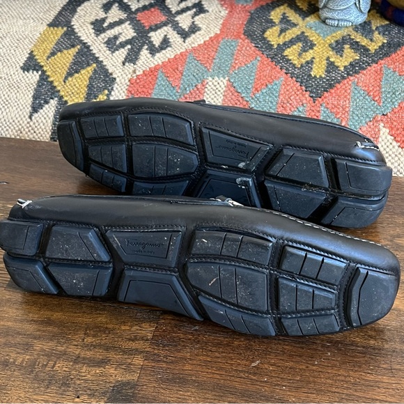 Salvatore Ferragamo ‘Parigi 5’ $795 Horsebit Drives Loafers Black Leather 7.5 - Picture 16 of 17